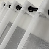 ALMERA Sheer Curtains – Custom Herringbone Texture with Pompom Detail